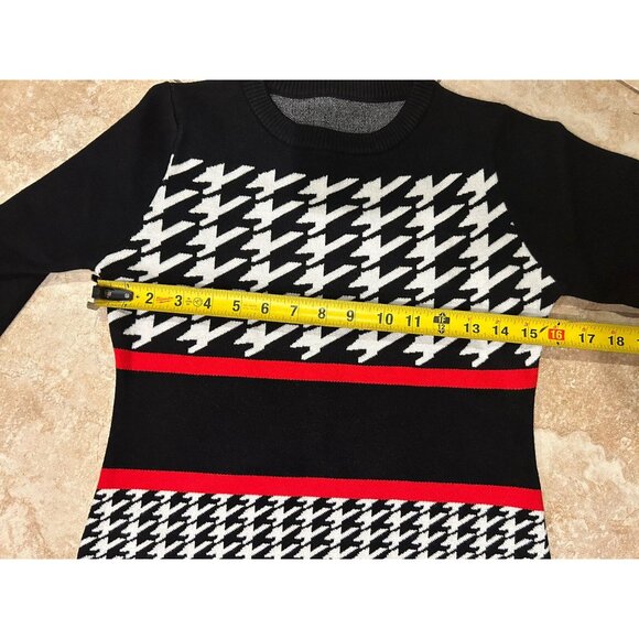 Modlily Houndstooth Holiday Sweater Dress Body con Stretchy Tunic~ Size M - Picture 4 of 4